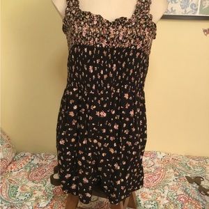 American Eagle black floral romper with pockets